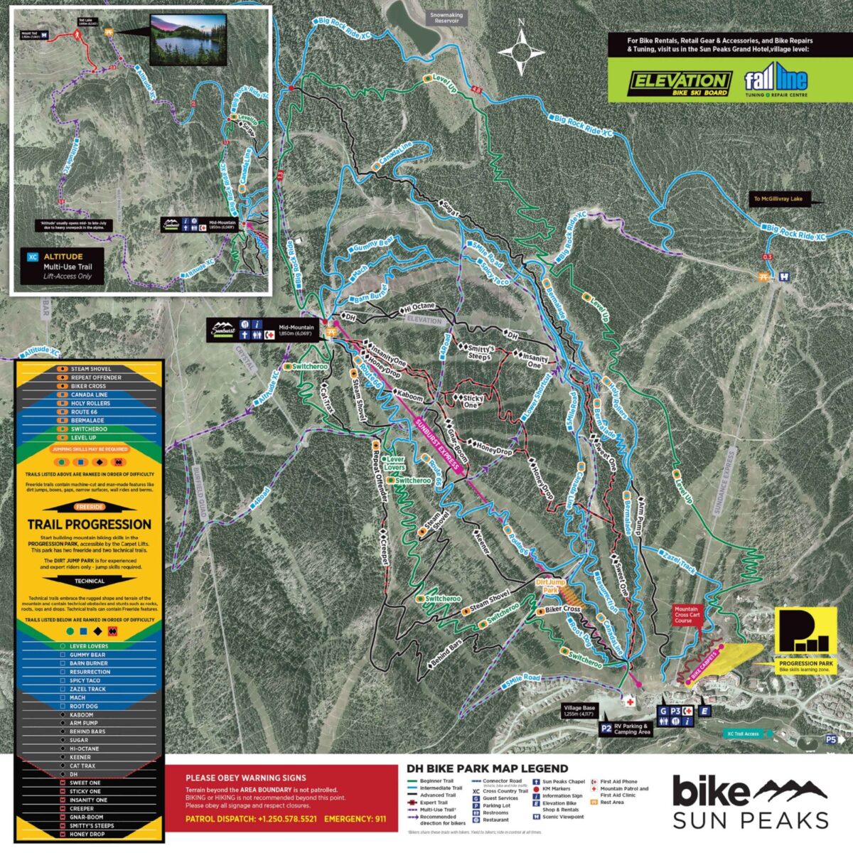 Trail Map Mountain Biking Sun Peaks Resort