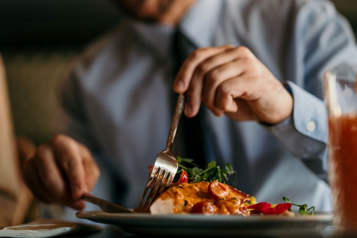 man dining