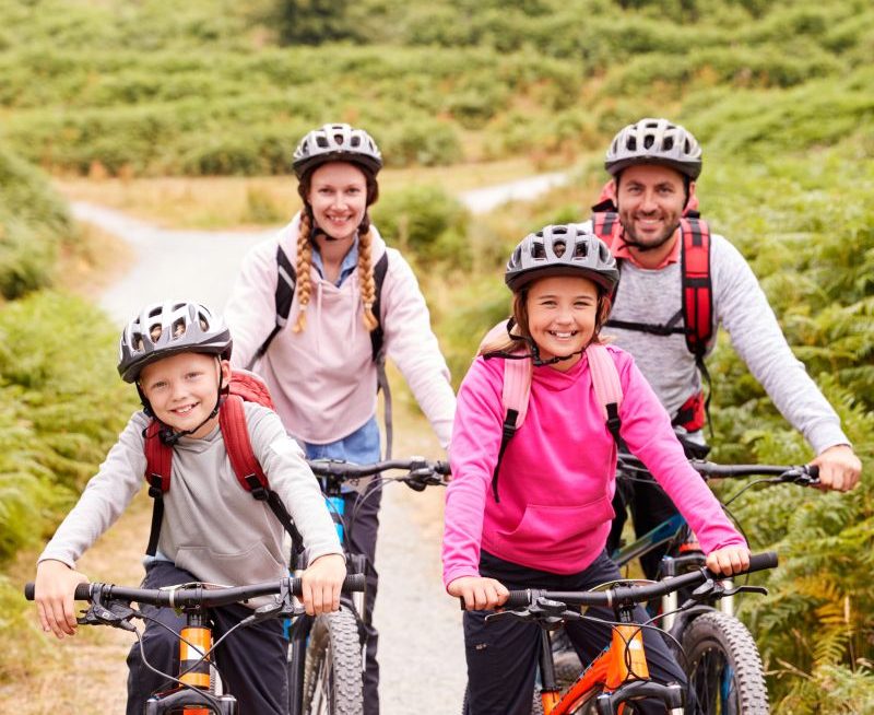 family biking
