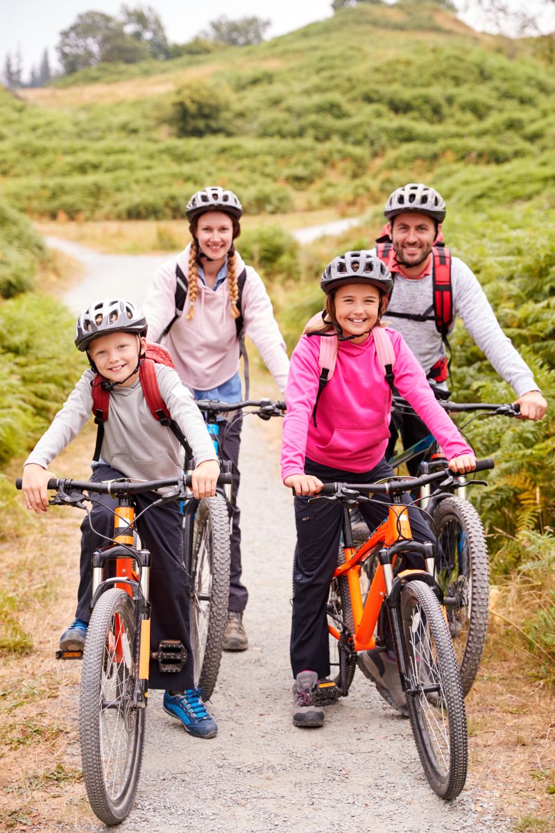 family biking